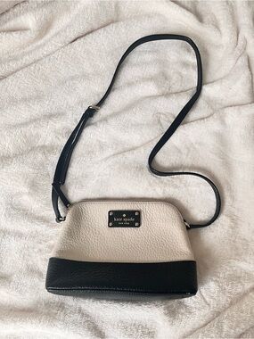 kate spade Two-Tone Cream and Black Pebbled Leather Crossbody